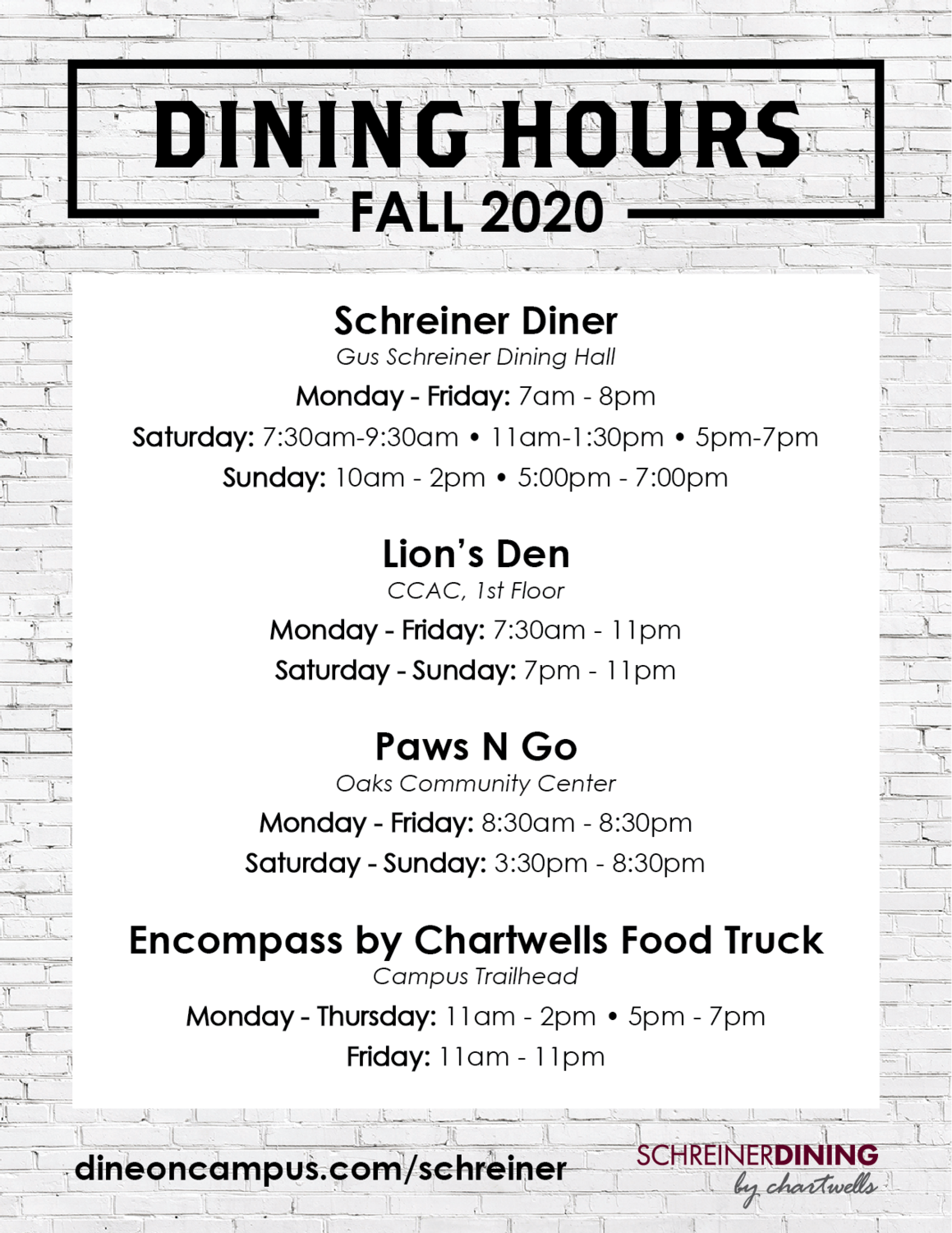 Dine On Campus At Schreiner University Hours Of Operation