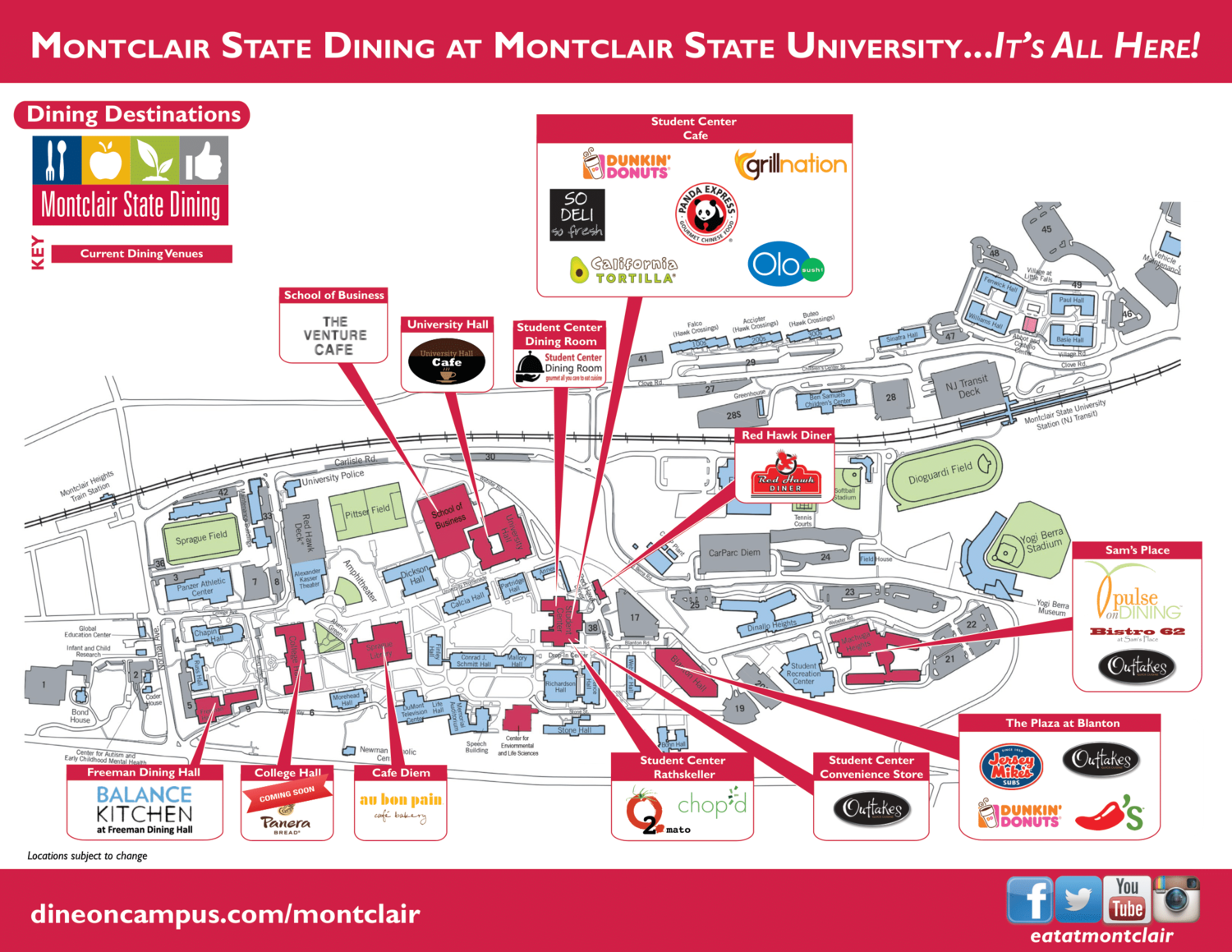 montclair state university campus map Dine On Campus At Montclair State University Where To Eat montclair state university campus map